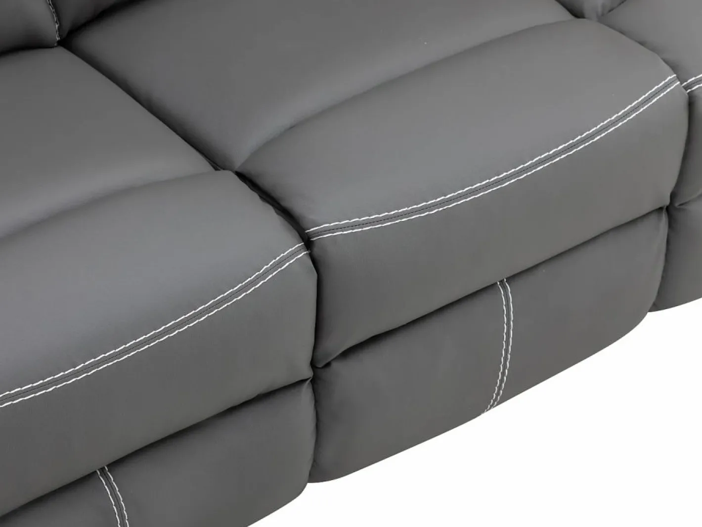 Vente-unique Conjunto Sofás|Sofás 3+2 relax: manual de piel sintética pespuntes blancos CANBY