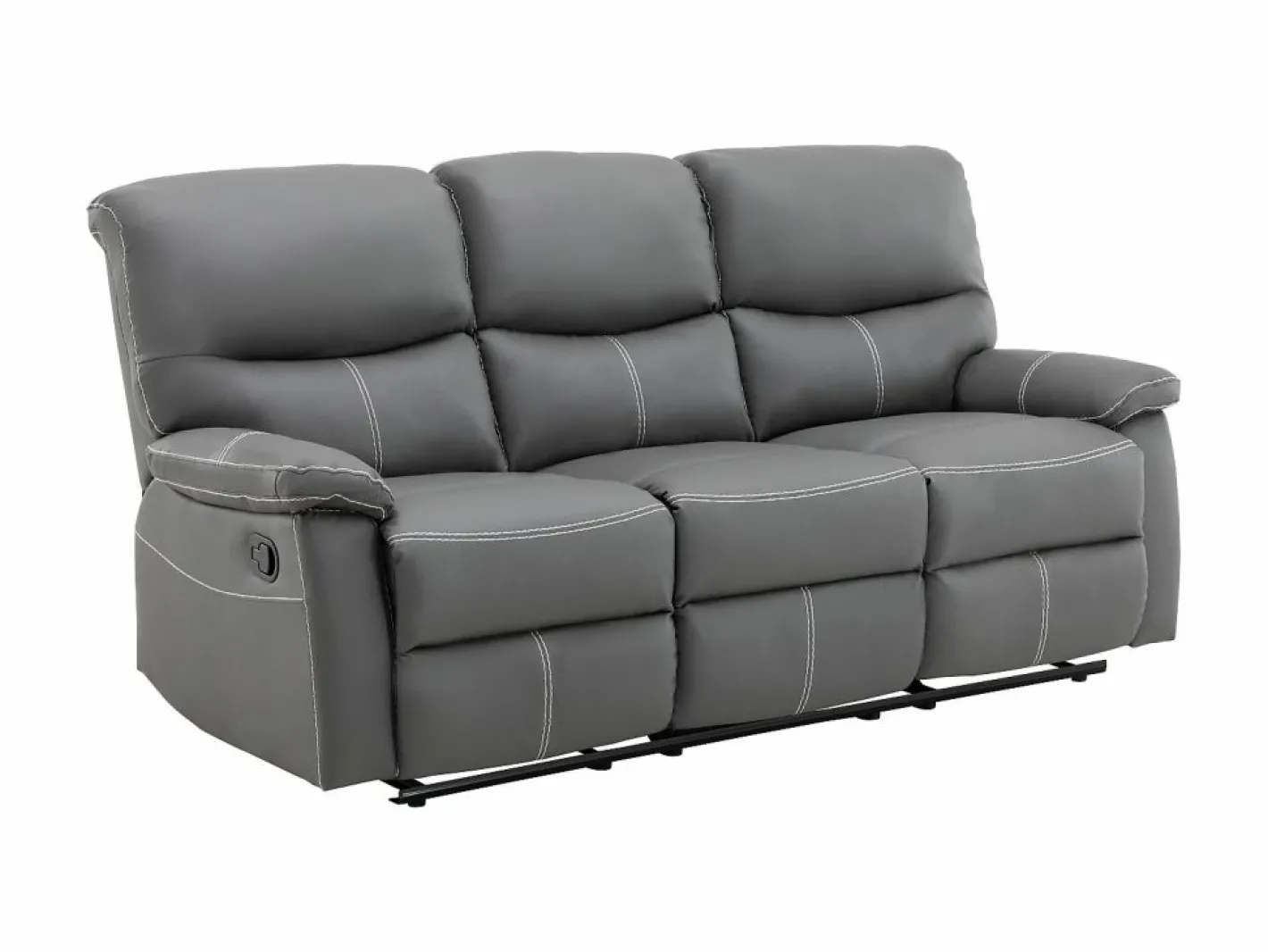 Vente-unique Conjunto Sofás|Sofás 3+2 relax: manual de piel sintética pespuntes blancos CANBY