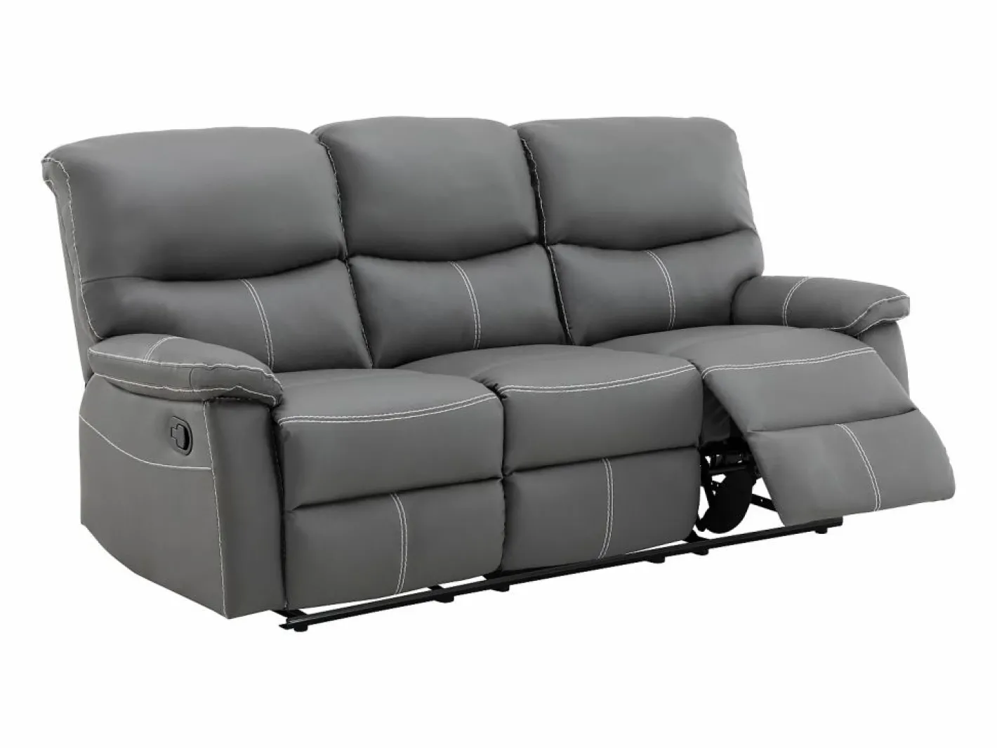 Vente-unique Conjunto Sofás|Sofás 3+2 relax: manual de piel sintética pespuntes blancos CANBY