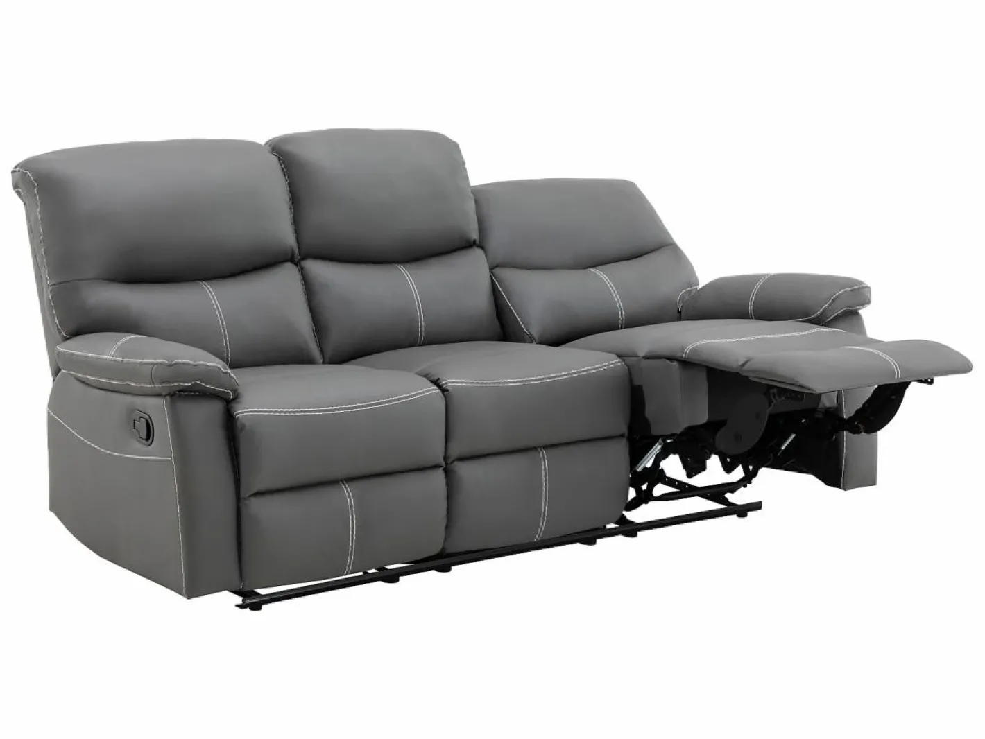Vente-unique Conjunto Sofás|Sofás 3+2 relax: manual de piel sintética pespuntes blancos CANBY