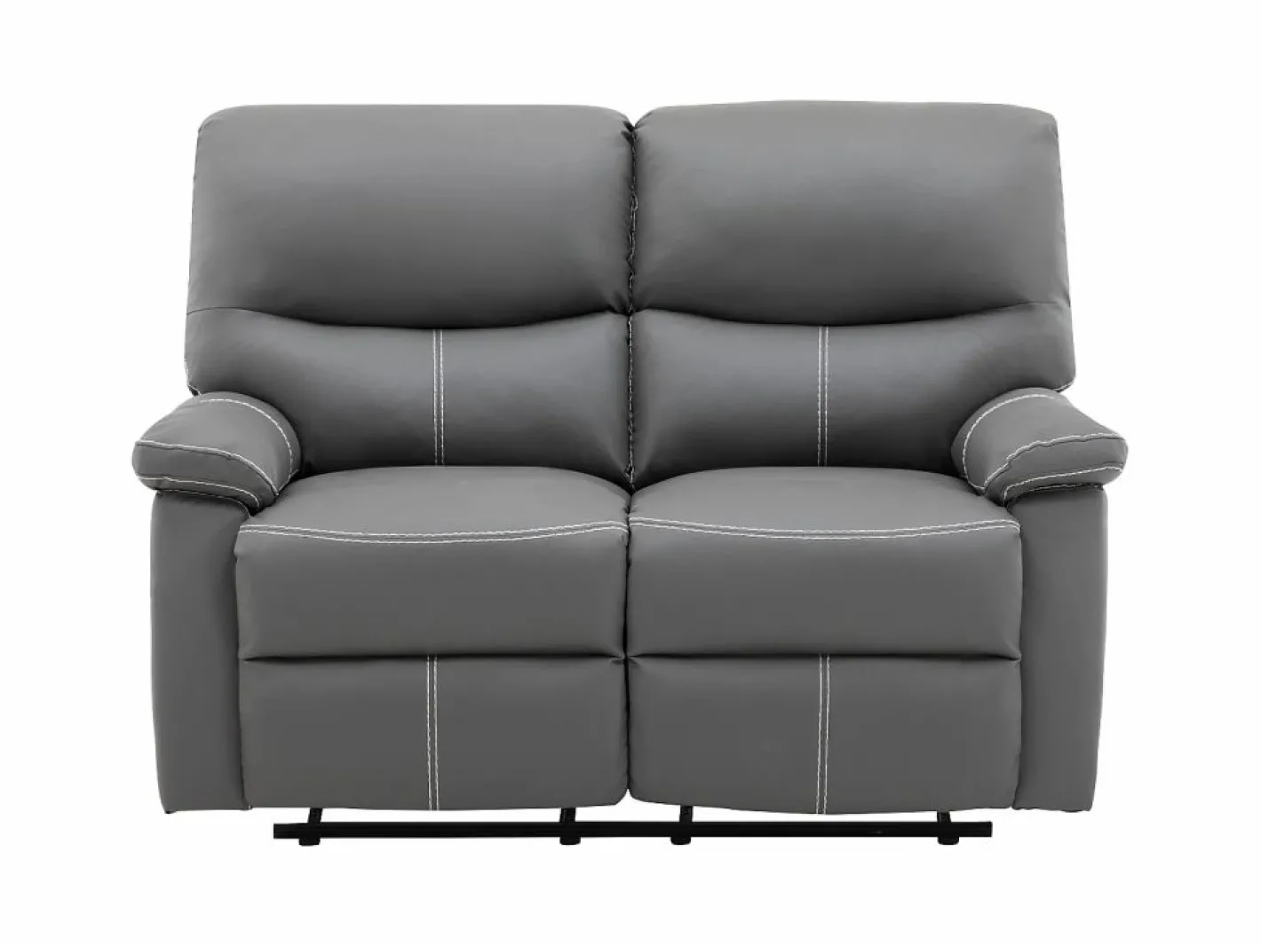 Vente-unique Conjunto Sofás|Sofás 3+2 relax: manual de piel sintética pespuntes blancos CANBY