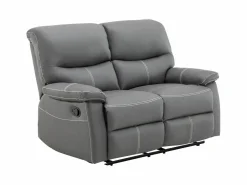 Vente-unique Conjunto Sofás|Sofás 3+2 relax: manual de piel sintética pespuntes blancos CANBY
