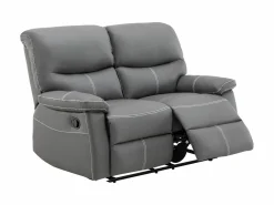 Vente-unique Conjunto Sofás|Sofás 3+2 relax: manual de piel sintética pespuntes blancos CANBY