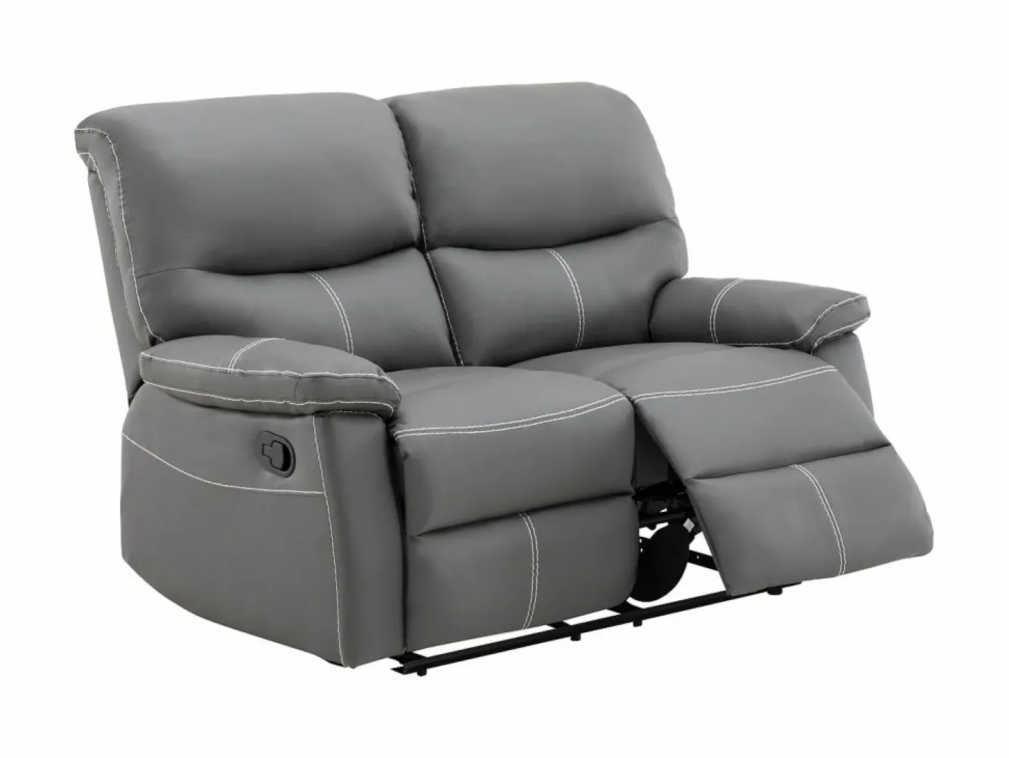 Vente-unique Conjunto Sofás|Sofás 3+2 relax: manual de piel sintética pespuntes blancos CANBY