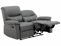 Vente-unique Conjunto Sofás|Sofás 3+2 relax: manual de piel sintética pespuntes blancos CANBY