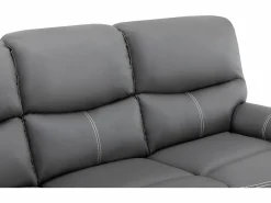 Vente-unique Conjunto Sofás|Sofás 3+2 relax: manual de piel sintética pespuntes blancos CANBY