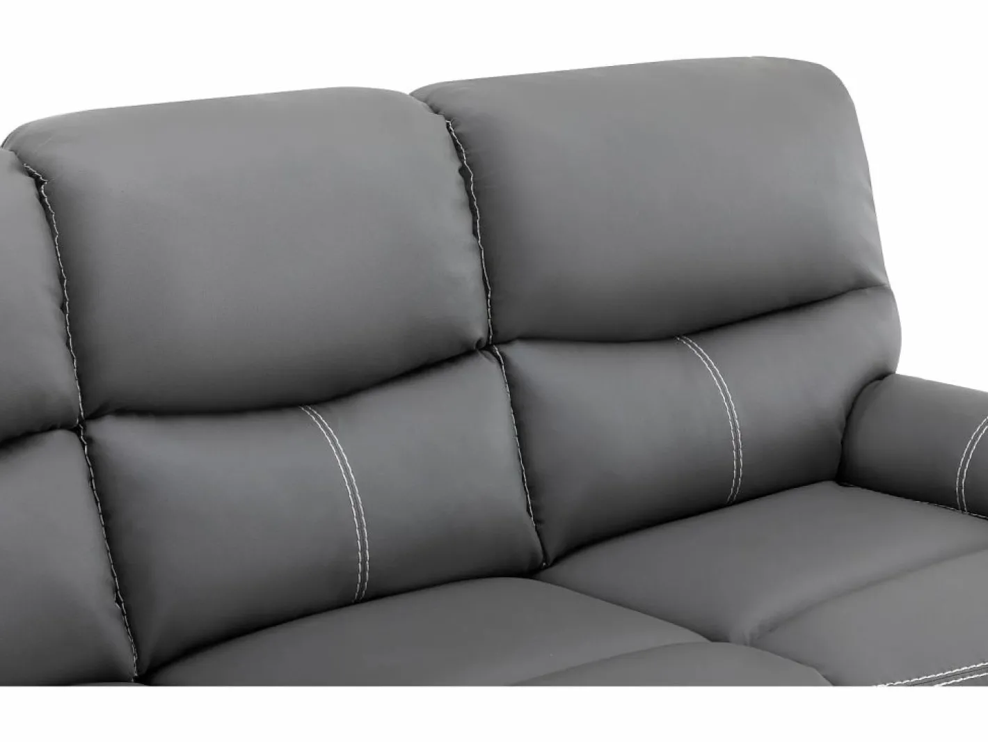 Vente-unique Conjunto Sofás|Sofás 3+2 relax: manual de piel sintética pespuntes blancos CANBY