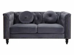 Vente-unique Conjunto Sofás|Sofás 3 y 2 plazas de terciopelo antracita TURNER