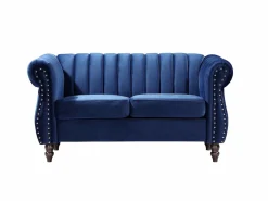Vente-unique Sofás chesterfield 3+2 plazas de terciopelo Azul real TRUMBO Azul elu00e9ctrico