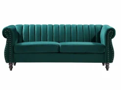 Vente-unique Sofás chesterfield de 3 plazas y 2 plazas de terciopelo TRUMBO Verde esmeralda
