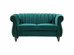 Vente-unique Sofás chesterfield de 3 plazas y 2 plazas de terciopelo TRUMBO Verde esmeralda