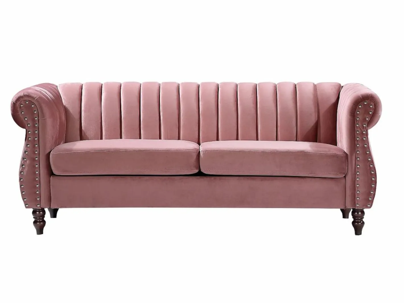 Vente-unique Conjunto Sofás|Sofás chesterfield de 3 y 2 plazas de terciopelo rosa antiguo TRUMBO