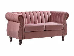 Vente-unique Conjunto Sofás|Sofás chesterfield de 3 y 2 plazas de terciopelo rosa antiguo TRUMBO