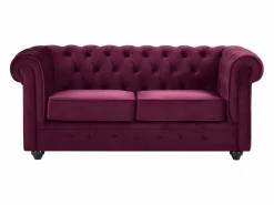 Vente-unique Conjunto Sofá Y Sillón|Sofás de 3 plazas, 2 plazas y sillón de terciopelo morado CHESTERFIELD