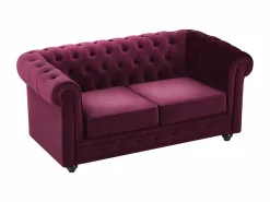 Vente-unique Conjunto Sofá Y Sillón|Sofás de 3 plazas, 2 plazas y sillón de terciopelo morado CHESTERFIELD