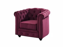 Vente-unique Conjunto Sofá Y Sillón|Sofás de 3 plazas, 2 plazas y sillón de terciopelo morado CHESTERFIELD