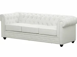 Vente-unique Sofás de 3 plazas, 2 plazas y sillón en imitación cuero CHESTERFIELD Blanco Online