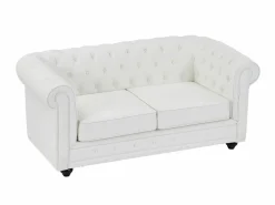 Vente-unique Sofás de 3 plazas, 2 plazas y sillón en imitación cuero CHESTERFIELD Blanco Online