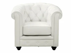 Vente-unique Sofás de 3 plazas, 2 plazas y sillón en imitación cuero CHESTERFIELD Blanco Online