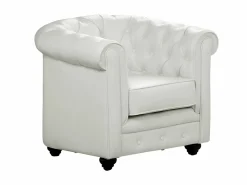 Vente-unique Sofás de 3 plazas, 2 plazas y sillón en imitación cuero CHESTERFIELD Blanco Online
