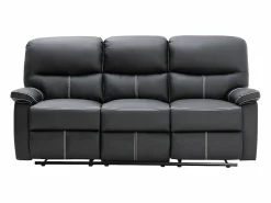 Vente-unique Sofá Relax|Sofás de 3 plazas relax de piel sintética negra. 5 niveles de inclinación. CANBY