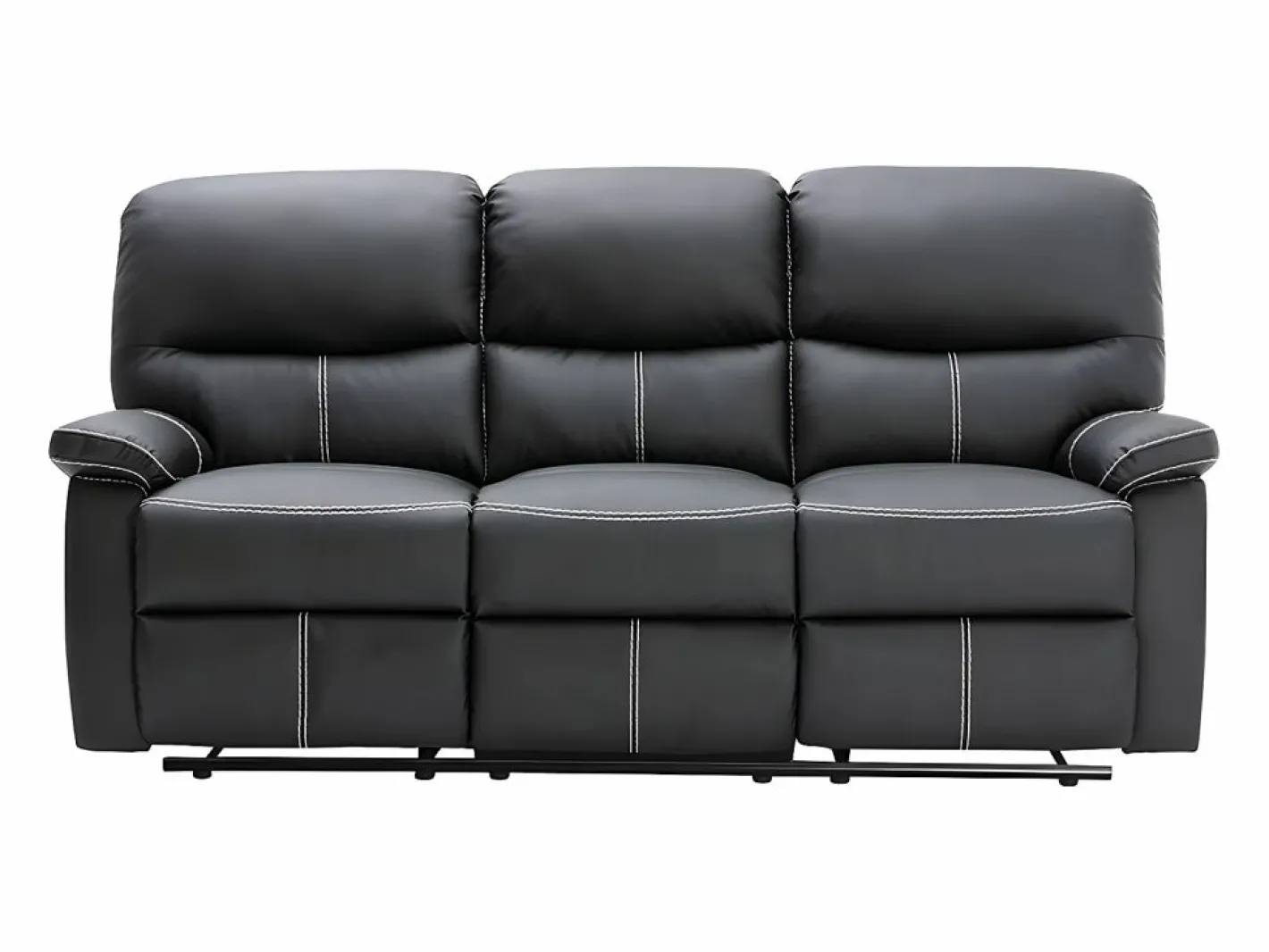 Vente-unique Sofá Relax|Sofás de 3 plazas relax de piel sintética negra. 5 niveles de inclinación. CANBY