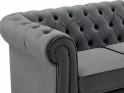 Vente-unique Sofás de 3 plazas y 2 plazas de terciopelo CHESTERFIELD Gris antracita Clearance