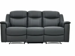 Vente-unique Sofás relax 3+1 plazas de piel en color gris EVASION Gris antracita