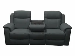 Vente-unique Sofás relax 3+1 plazas de piel en color gris EVASION Gris antracita