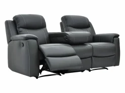 Vente-unique Sofás relax 3+1 plazas de piel en color gris EVASION Gris antracita