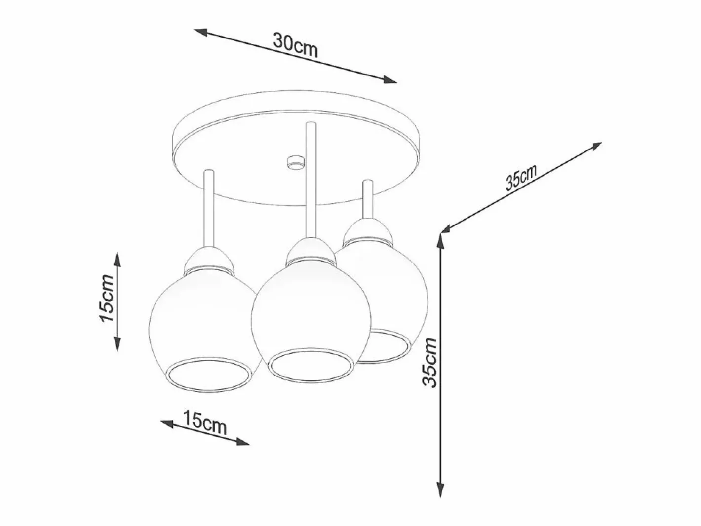 Sollux Alino Lámpara de techo semiempotrable multi brazos negra^Sollux Lighting Best