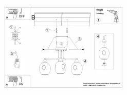 Sollux Fillan Lámpara de techo semiempotrable multi brazos negra^Sollux Lighting