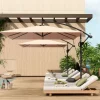 Sombrilla Cantilever Ø260cm, tejido de poliéster 180g/m², protección UV50+, color caqui, incluye base, manivela y funda (295x250x235cm)^ Outlet