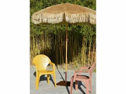 Sombrilla con flecos en acero acabado madera^Dcb Garden Hot