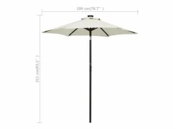 Clicnbuy Sombrilla con luces LED aluminio color arena 200x211 cm Gris