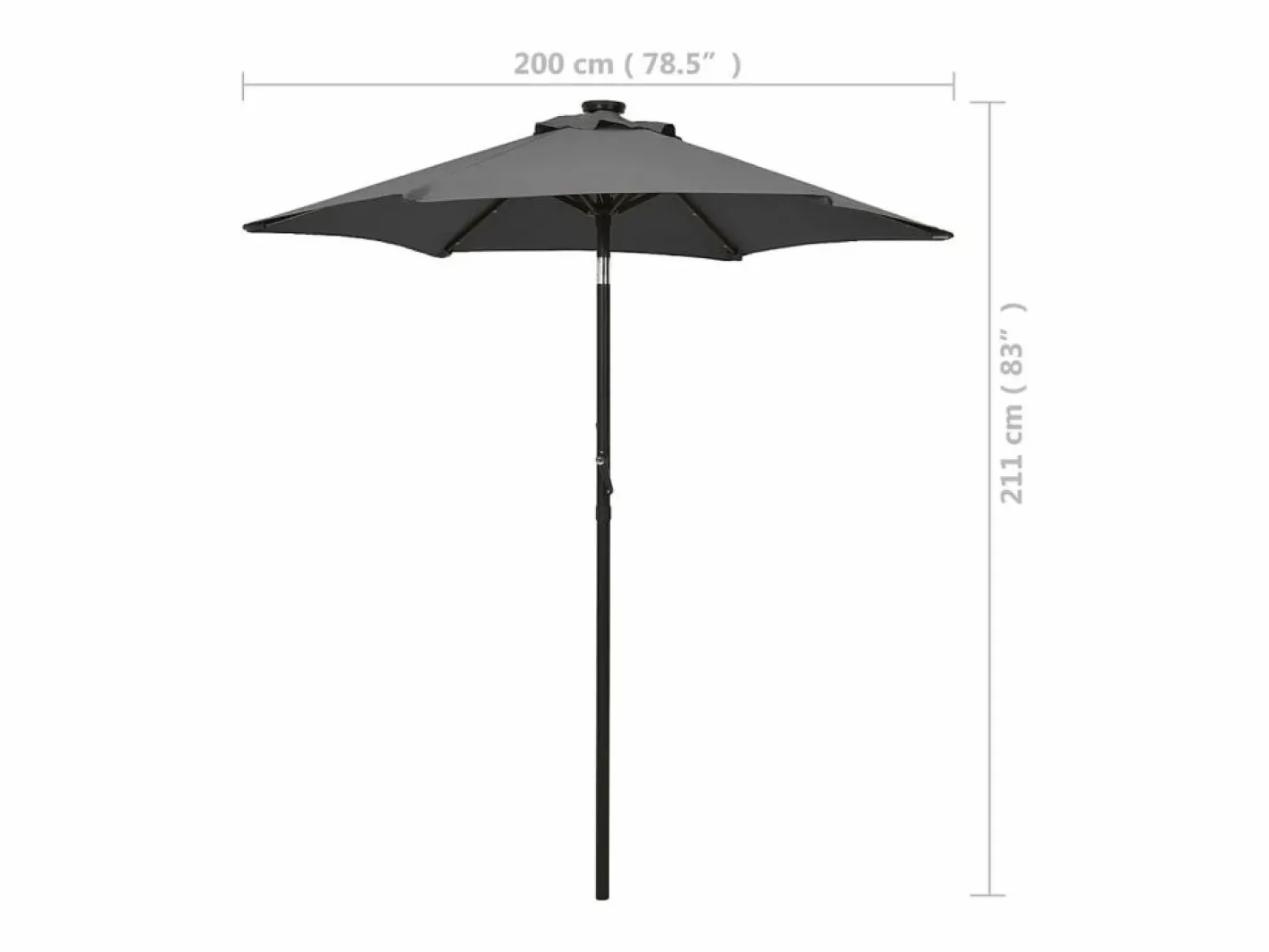 Sombrilla con luces LED aluminio antracita 200x211 cm^Clicnbuy