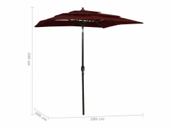 Sombrilla de 3 niveles con poste de aluminio burdeos 2x2 m^Clicnbuy Outlet