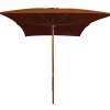 Sombrilla de jardín con palo de madera terracota 200x300 cm ES392324 Outlet