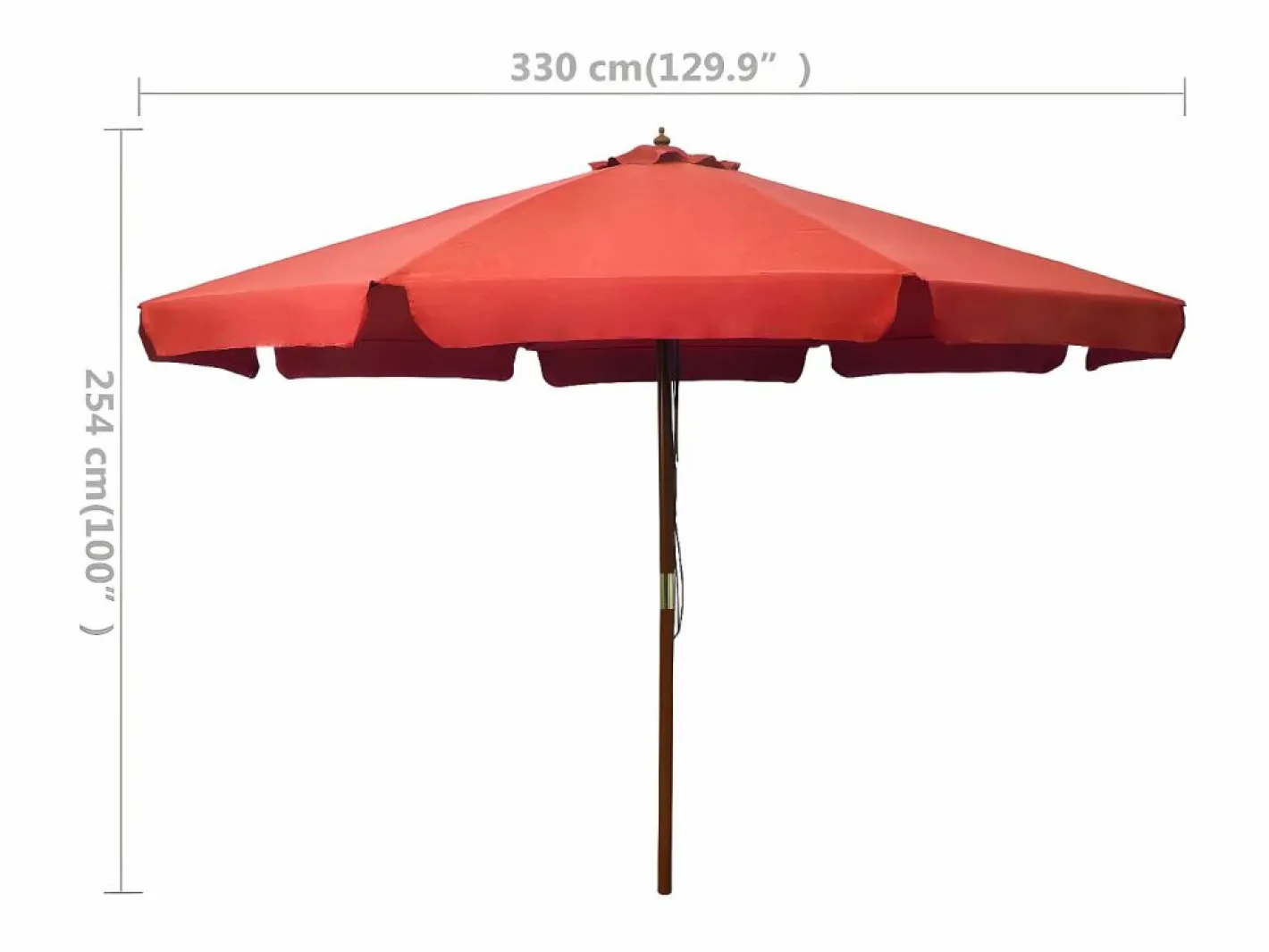 Sombrilla de jardín con palo de madera terracota 330 cm^Clicnbuy Sale