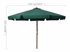 Sombrilla|Sombrilla de jardín con palo de madera verde 330 cm ES592774