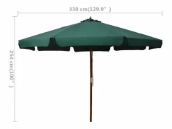 Clicnbuy Sombrilla de jardín con palo de madera 330 cm Verde Online