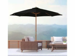 Sombrilla de madera, 300 cm, robusta y elegante, bambú, color negro, (300x300x250 cm)^ Sale