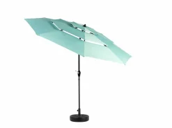 Sombrilla rectangular de exterior de doble cara con manivela, estructura de acero, verde claro (4,5x4,5x3m) Negro New