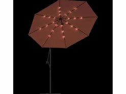 Sombrilla voladiza con luces LED y palo de acero terracota ES356974 Naranja Discount