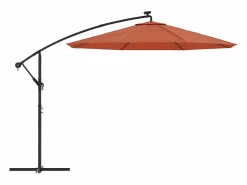 Sombrilla voladiza con luces LED y palo de acero terracota^Clicnbuy New
