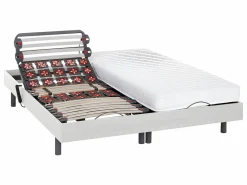 Ysmée Somier articulado eléctrico 2x78 terminales - 2 x 90 x 200 cm - gris - NALU de DREAMEA Blanco Discount