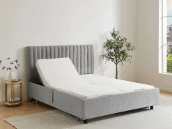Ysmée Somier articulado eléctrico 2x65 terminales - 2 x 80 x 200 cm - - NALU de DREAMEA Gris Discount