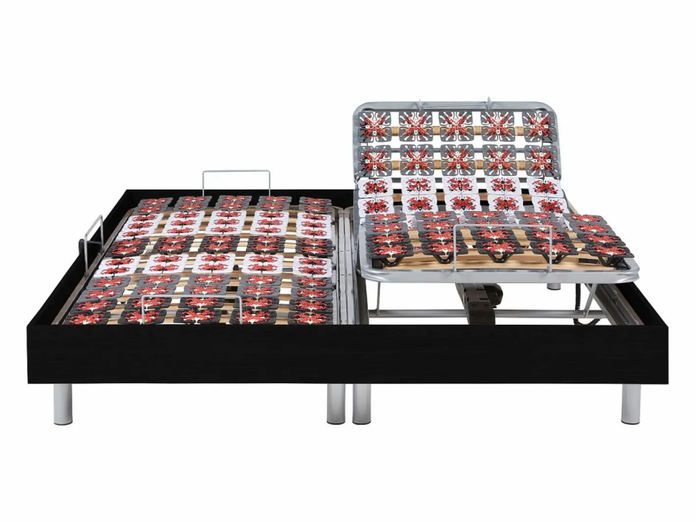 Ysmée Somier articulado eléctrico 2x48 terminales - 2 x 70 x 190 cm - gris - NALU de YSMÉE Negro Clearance