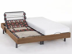 Somier articulado eléctrico 2x78 terminales - 2 x 90 x 200 cm - beige - NALU de DREAMEA^Ysmée Online