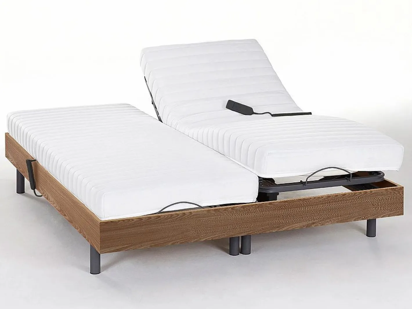 Somier articulado eléctrico 2x78 terminales - 2 x 90 x 200 cm - beige - NALU de DREAMEA^Ysmée Online